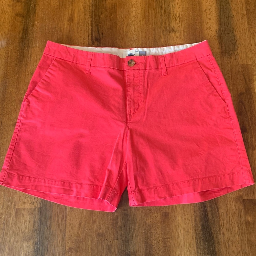 Old Navy Shorts Size 8 Hot Pink / Red Casual Pockets Button Zip Preppy Summer